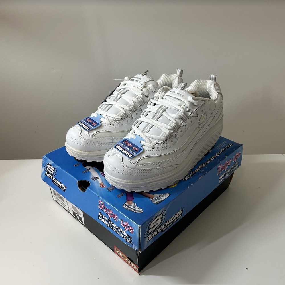 Skechers Shape-Ups US 9 Vintage Y2K White Chunky Platform Toning Sneakers